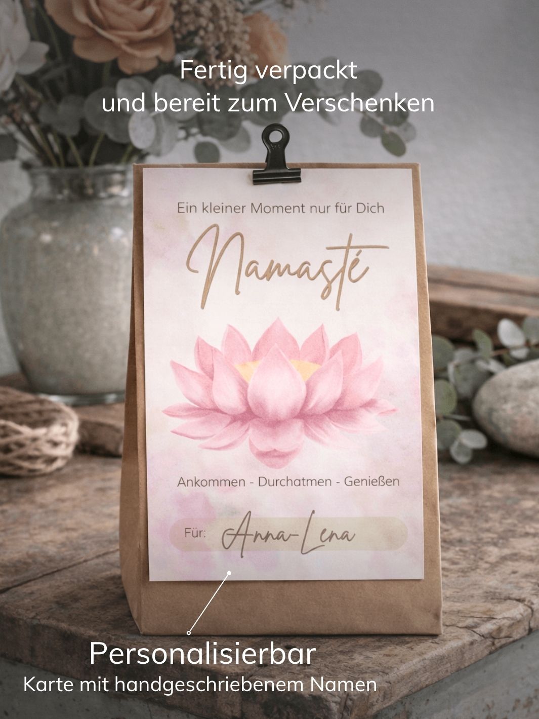 Geschenkeset Namaste. Achtsame Geschenke für Frauen bei Alles auf Anfang
