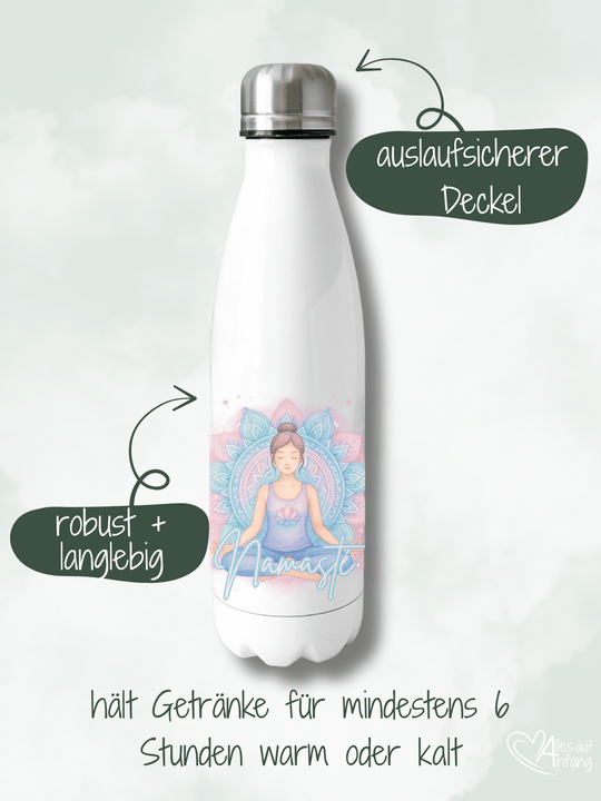 NAMASTE YOGA Trinkflasche - Alles auf Anfang - personalisierte Geschenke für Frauen
