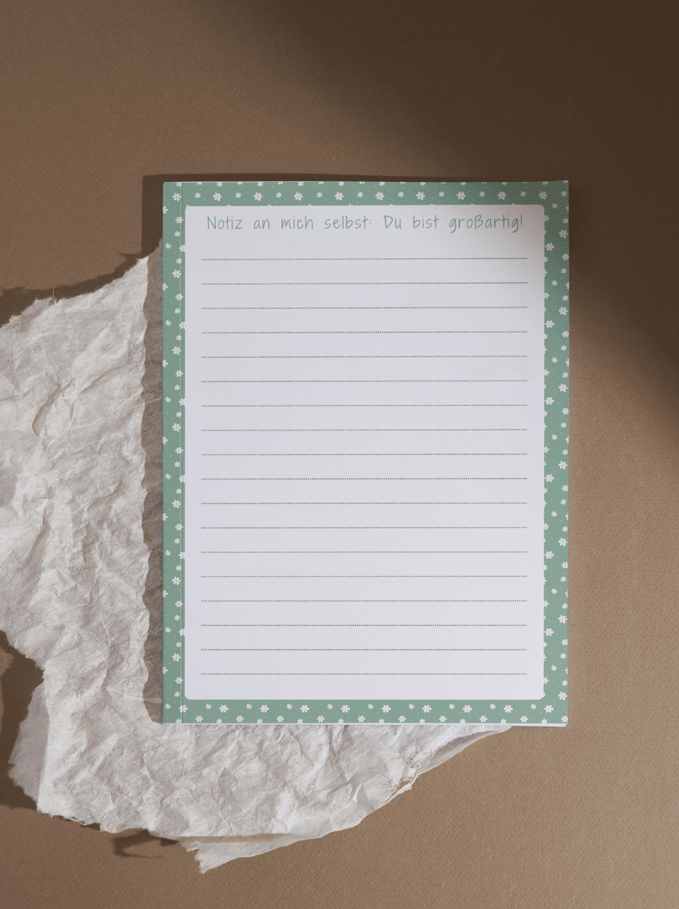 Notiz an mich selbst: Du bist großartig - Notizblock aus recycelten Papier. Achtsame Geschenke für Frauen - Alles auf Anfang