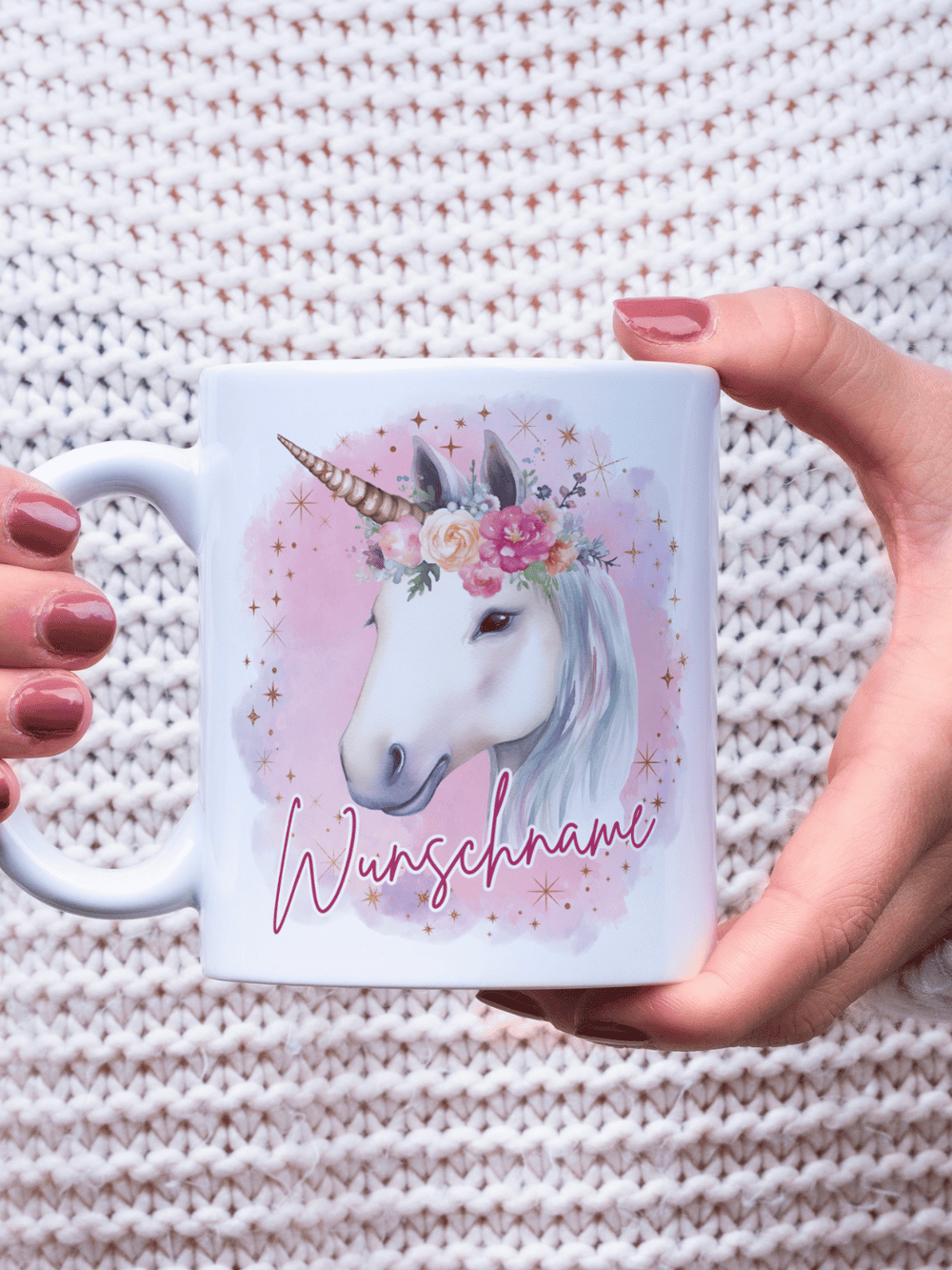 Motiv Einhorn - Personalisierbare Keramiktassen, handgefertigt in Deutschland, individuelles Geschenk für Freundin, nachhaltige Tasse für Kaffee oder Tee, liebevoll gestaltetes Motiv, personalisierbar mit Name