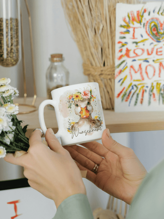 Motiv Ente - Personalisierbare Keramiktassen, handgefertigt in Deutschland, individuelles Geschenk für Freundin, nachhaltige Tasse für Kaffee oder Tee, liebevoll gestaltetes Motiv, personalisierbar mit Name