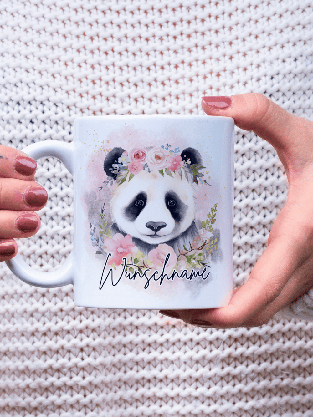 Motiv Panda - Personalisierbare Keramiktassen, handgefertigt in Deutschland, individuelles Geschenk für Freundin, nachhaltige Tasse für Kaffee oder Tee, liebevoll gestaltetes Motiv, personalisierbar mit Name