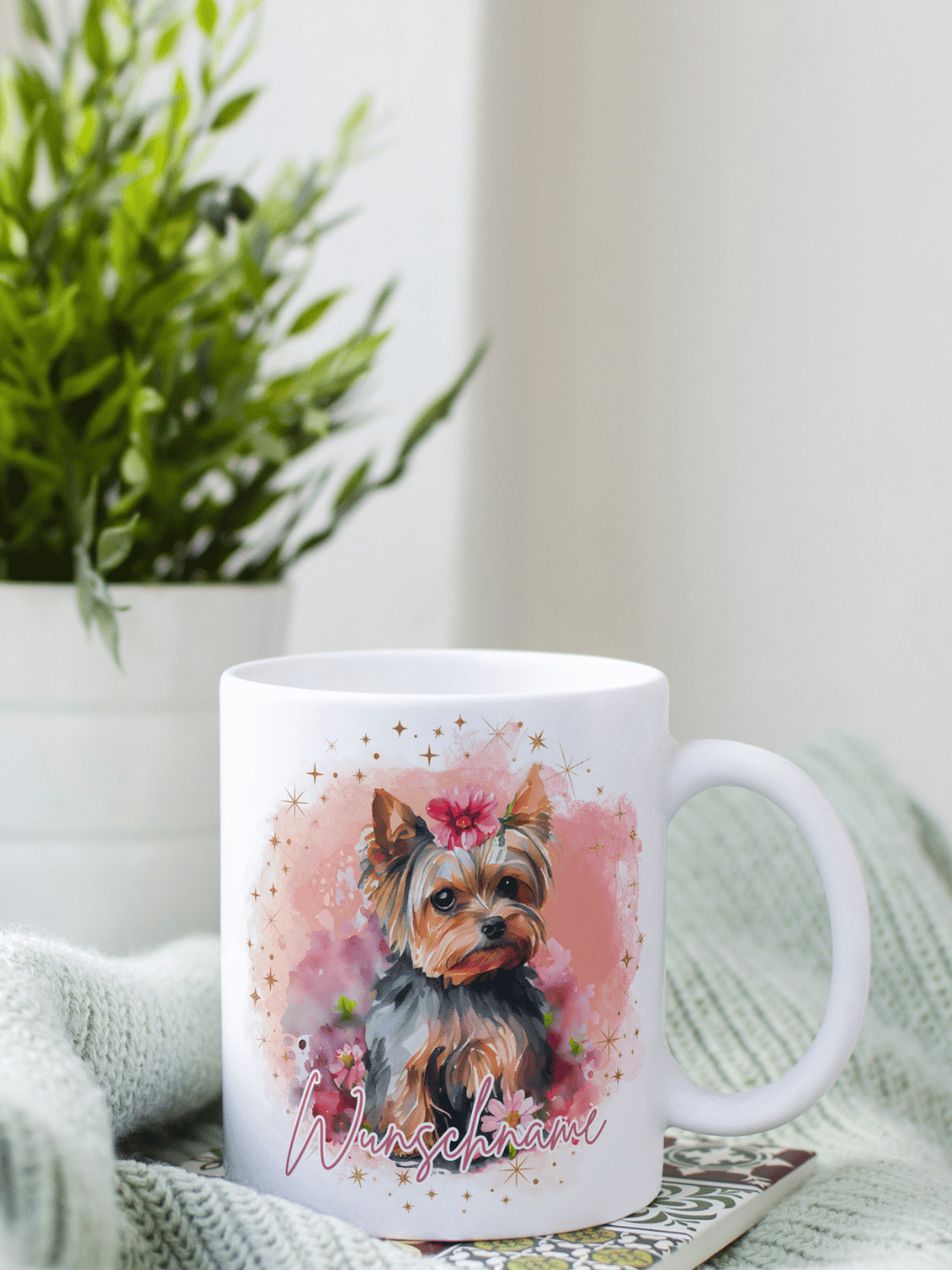 Motiv Terrier - Personalisierbare Keramiktassen, handgefertigt in Deutschland, individuelles Geschenk für Freundin, nachhaltige Tasse für Kaffee oder Tee, liebevoll gestaltetes Motiv, personalisierbar mit Name