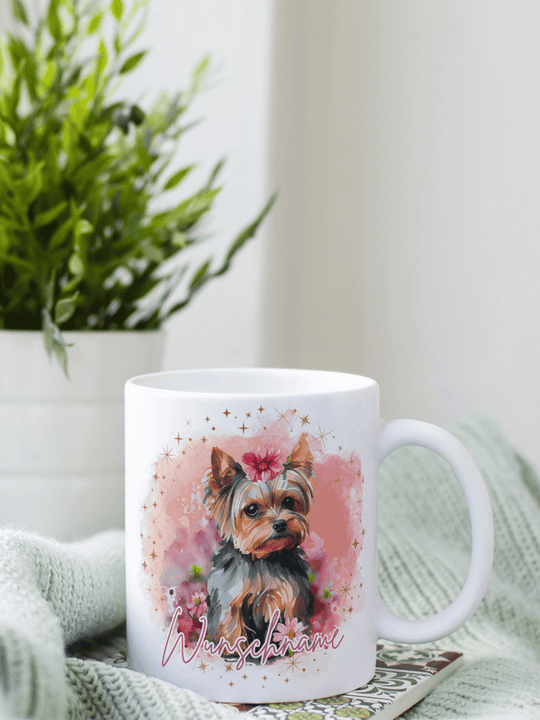 Motiv Terrier - Personalisierbare Keramiktassen, handgefertigt in Deutschland, individuelles Geschenk für Freundin, nachhaltige Tasse für Kaffee oder Tee, liebevoll gestaltetes Motiv, personalisierbar mit Name