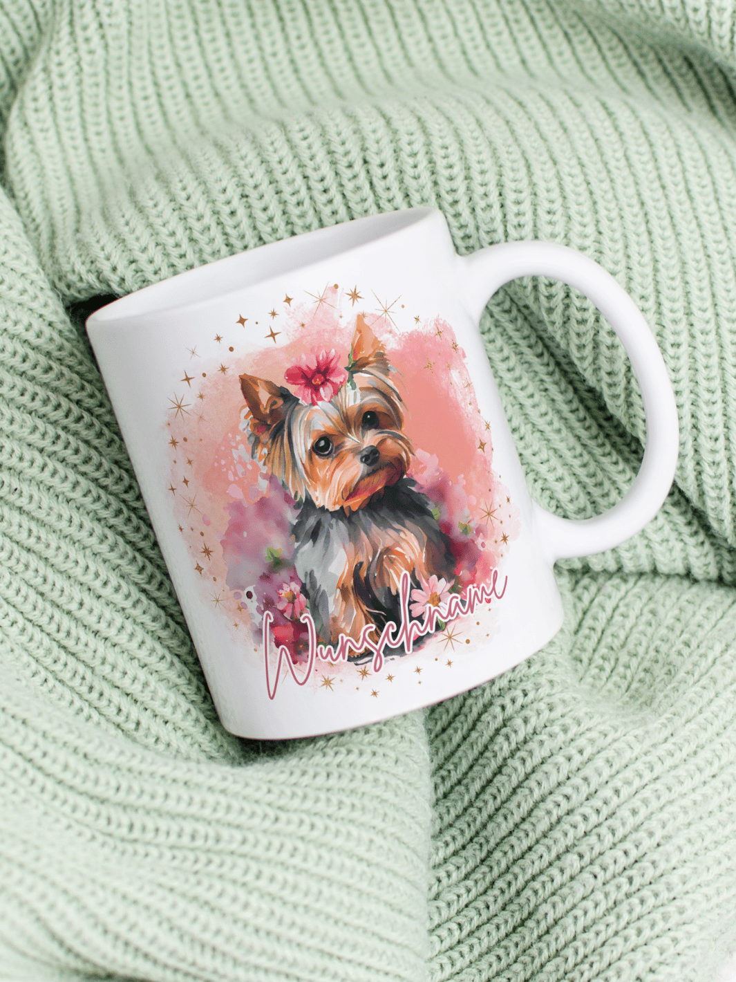 Motiv Terrier - Personalisierbare Keramiktassen, handgefertigt in Deutschland, individuelles Geschenk für Freundin, nachhaltige Tasse für Kaffee oder Tee, liebevoll gestaltetes Motiv, personalisierbar mit Name