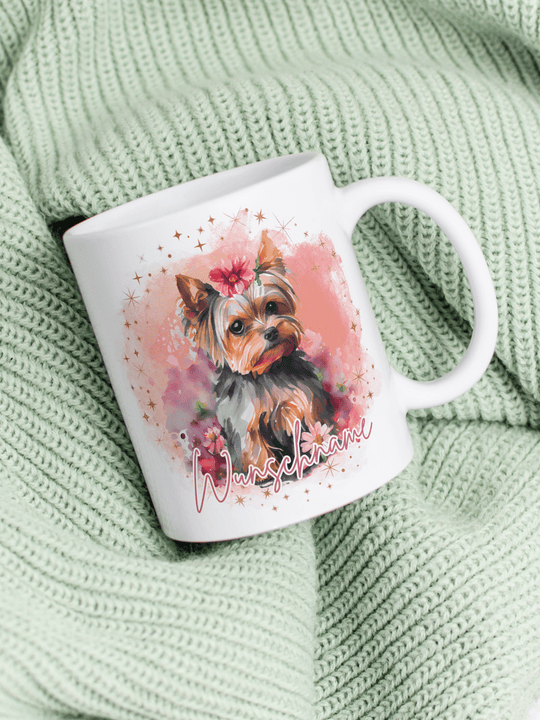 Motiv Terrier - Personalisierbare Keramiktassen, handgefertigt in Deutschland, individuelles Geschenk für Freundin, nachhaltige Tasse für Kaffee oder Tee, liebevoll gestaltetes Motiv, personalisierbar mit Name