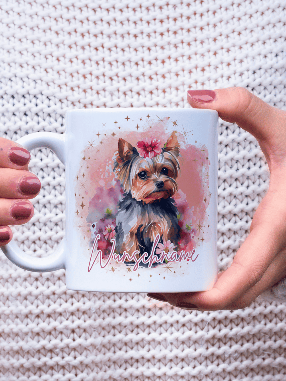 Motiv Terrier - Personalisierbare Keramiktassen, handgefertigt in Deutschland, individuelles Geschenk für Freundin, nachhaltige Tasse für Kaffee oder Tee, liebevoll gestaltetes Motiv, personalisierbar mit Name