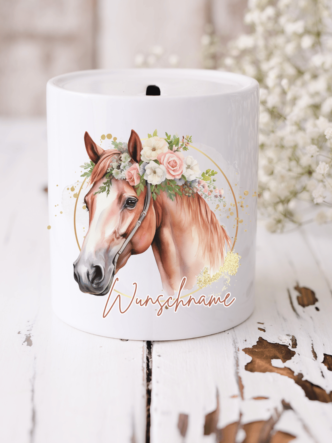 Keramikspardose Pferd personalisiert - achtsame Geschenke für Frauen bei Alles auf Anfang in Bedburg, NRW