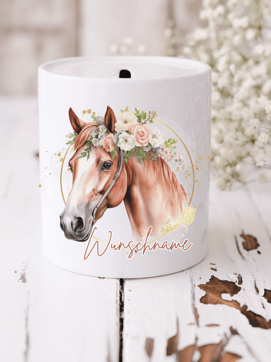 Keramikspardose Pferd personalisiert - achtsame Geschenke für Frauen bei Alles auf Anfang in Bedburg, NRW