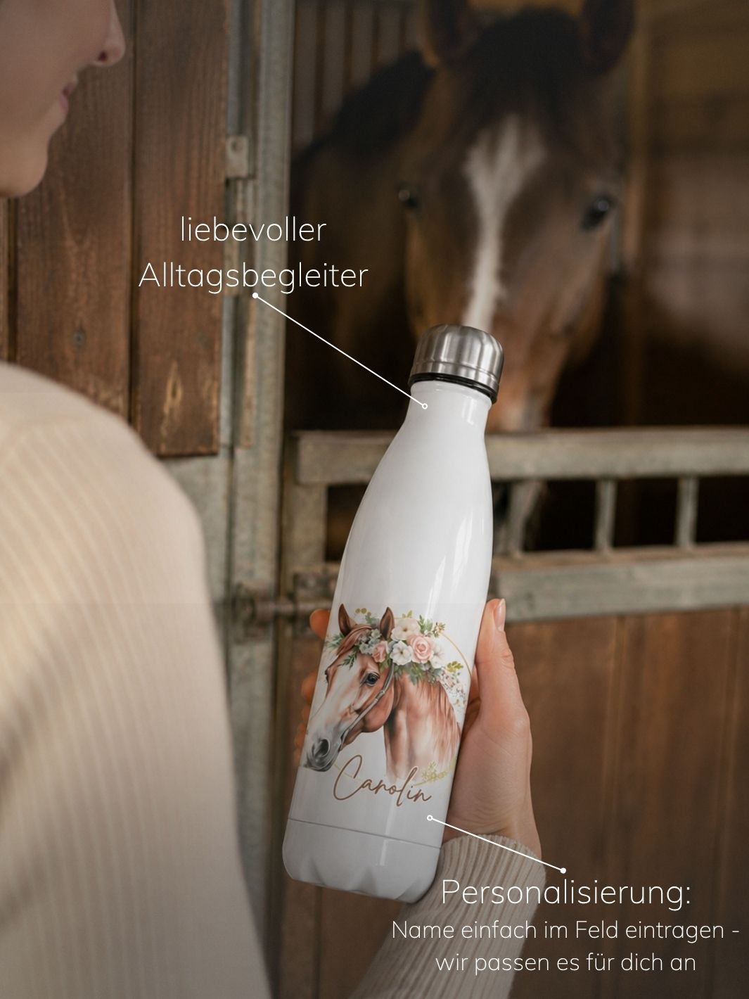 Trinkflasche Pferd personalisiert - achtsame Geschenke für Frauen und Mädchen bei Alles auf Anfang in Bedburg, NRW