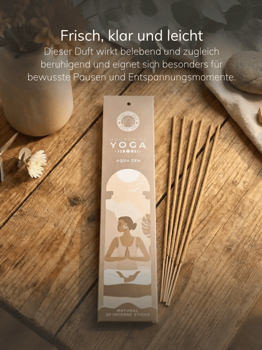 RÄUCHERSTÄBCHEN Moonshine Yoga Aqua Zen - Alles auf Anfang - personalisierte, achtsame Geschenke für Frauen aus Bedburg, NRW