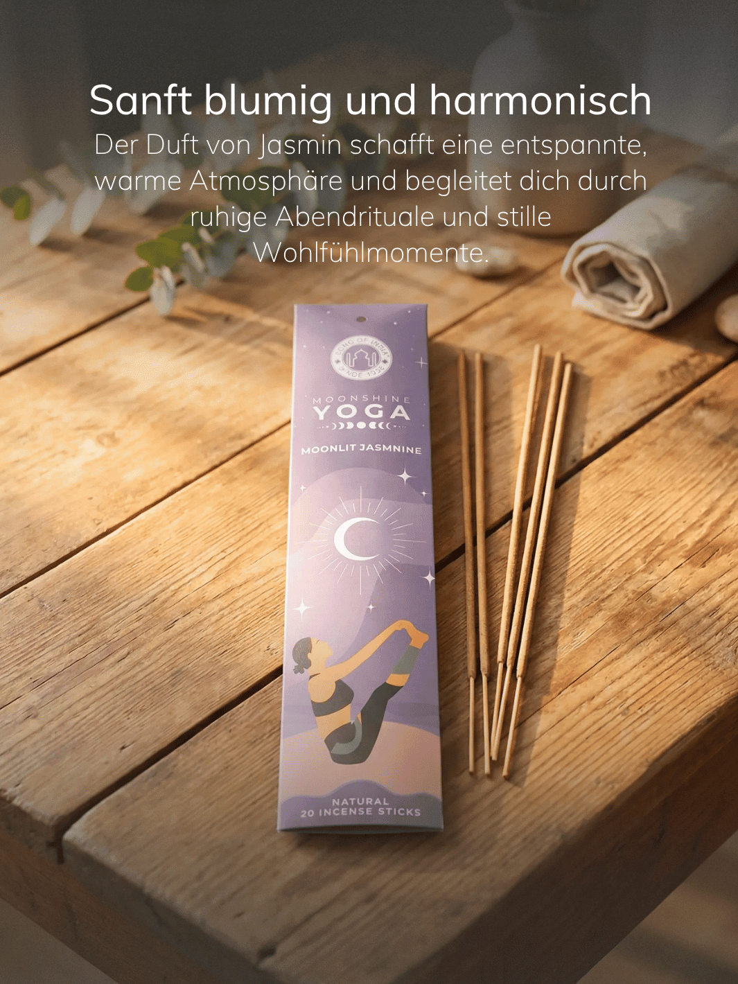 RÄUCHERSTÄBCHEN Moonshine Yoga Moonlit Jasmnine - Alles auf Anfang - achtsame Geschenke für Frauen aus Bedburg, NRW