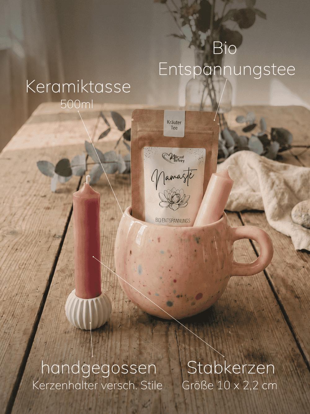 Inhalt kleines Geschenkset Rainbow rose - achtsame Geschenke für Frauen bei Alles auf Anfang in Bedburg, NRW