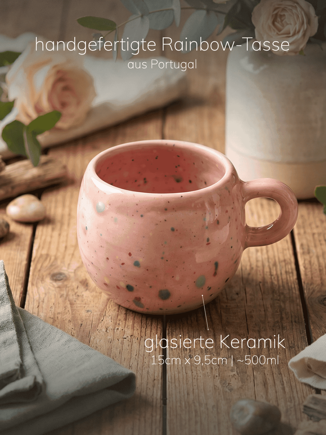 Tasse kleines Geschenkset Rainbow rose - achtsame Geschenke für Frauen bei Alles auf Anfang in Bedburg, NRW