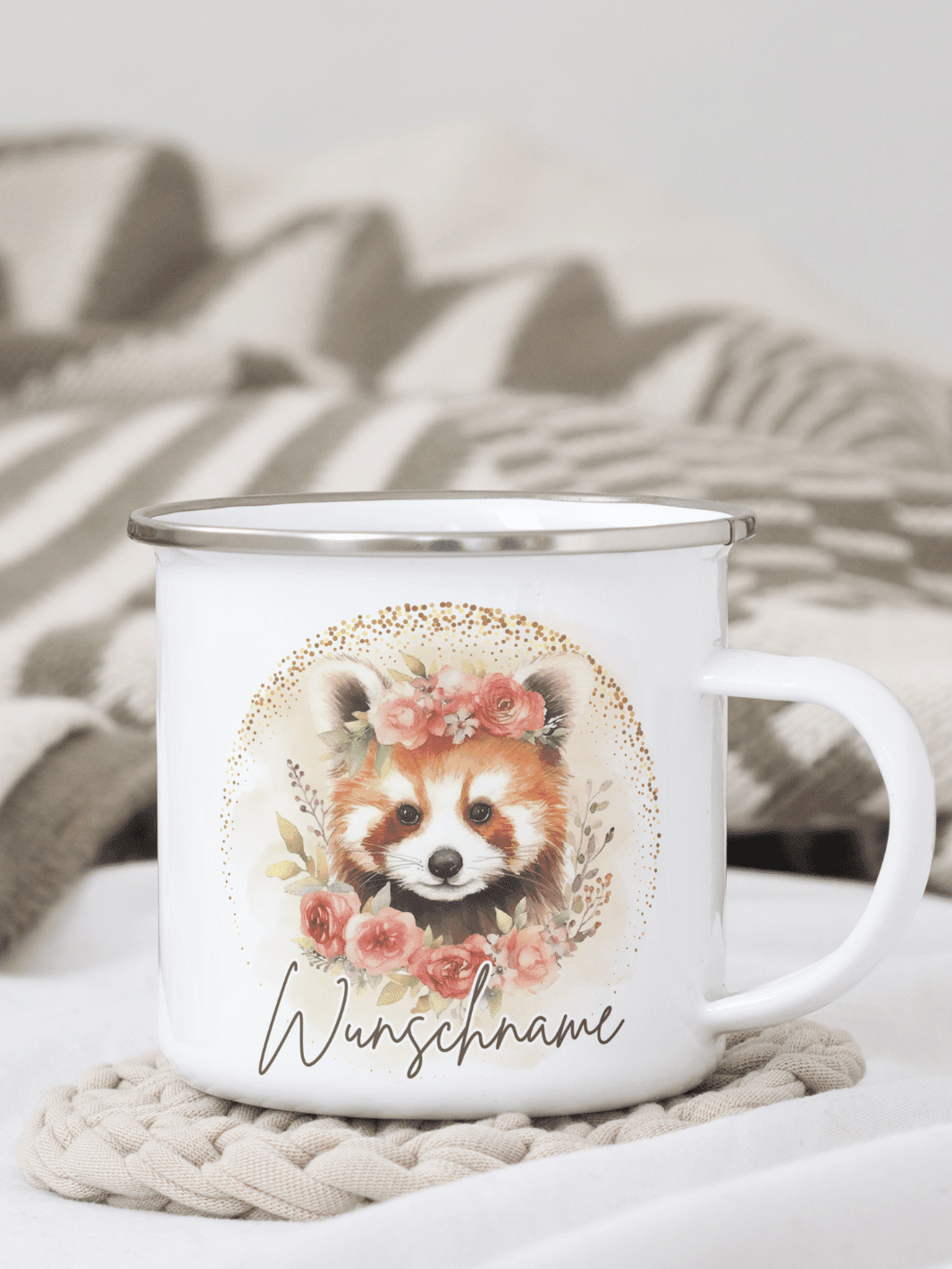 ROTER PANDA Emaillebecher - Alles auf Anfang - personalisierte Geschenke für Frauen