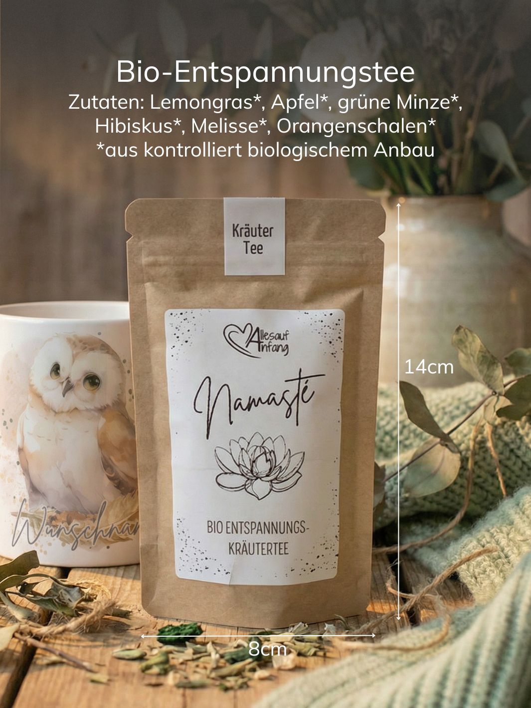 Bio-Entspannungstee Namaste. Achtsame Geschenke für Frauen bei Alles auf Anfang in Bedburg, NRW