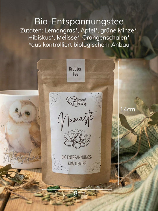 Bio-Entspannungstee Namaste. Achtsame Geschenke für Frauen bei Alles auf Anfang in Bedburg, NRW