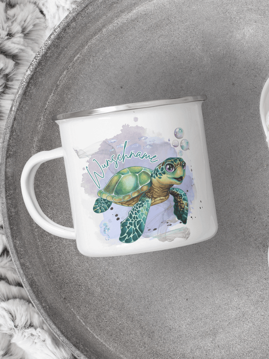 SCHILDKRÖTE Emaillebecher - Alles auf Anfang - personalisierte Geschenke für Frauen