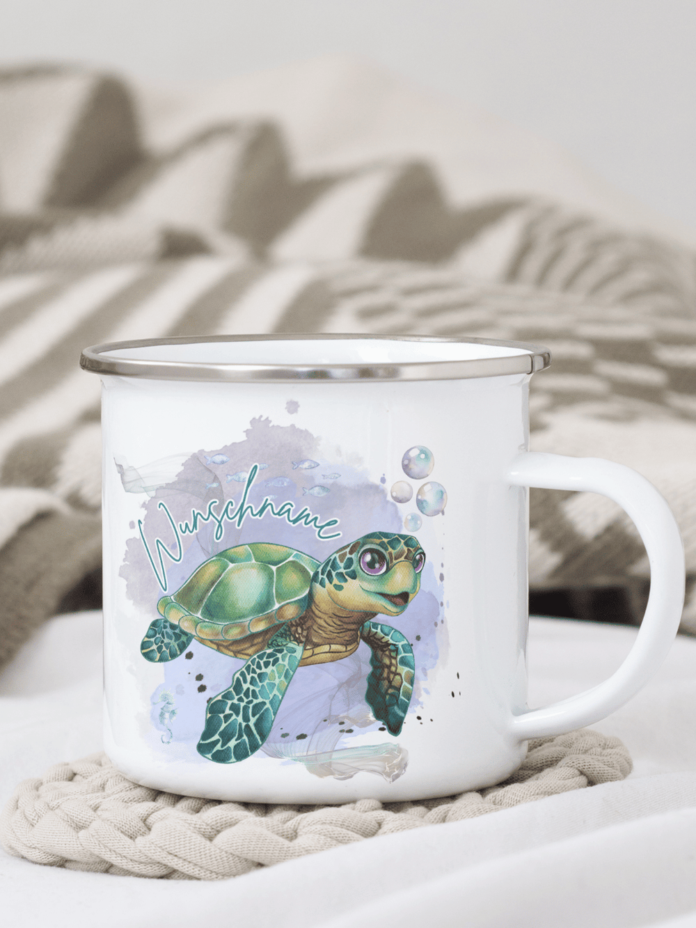 SCHILDKRÖTE Emaillebecher - Alles auf Anfang - personalisierte Geschenke für Frauen