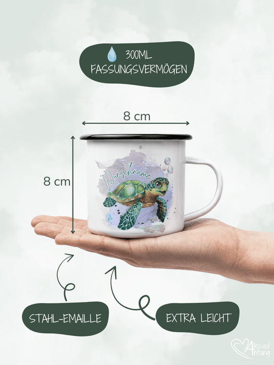 SCHILDKRÖTE Emaillebecher - Alles auf Anfang - personalisierte Geschenke für Frauen