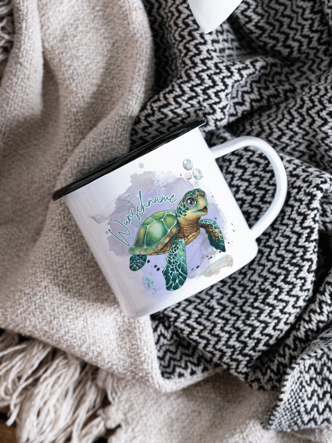 SCHILDKRÖTE Emaillebecher - Alles auf Anfang - personalisierte Geschenke für Frauen