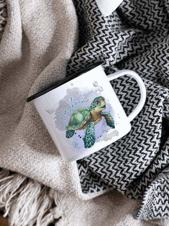 SCHILDKRÖTE Emaillebecher - Alles auf Anfang - personalisierte Geschenke für Frauen