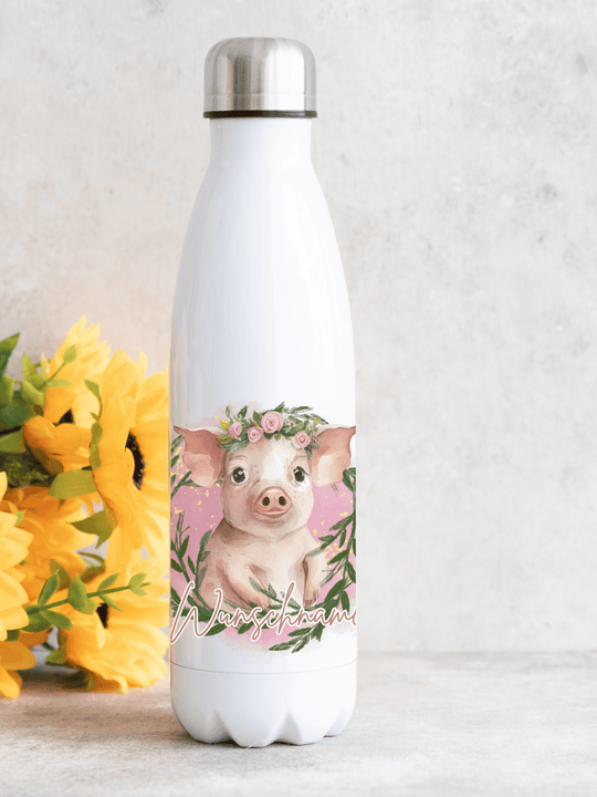 SCHWEINCHEN Trinkflasche - Alles auf Anfang - personalisierte Geschenke für Frauen