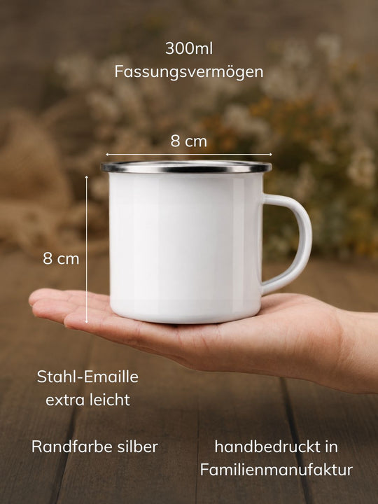 Emaillebecher silber Maße und Info. Achtsame Geschenke für Frauen bei Alles auf Anfang