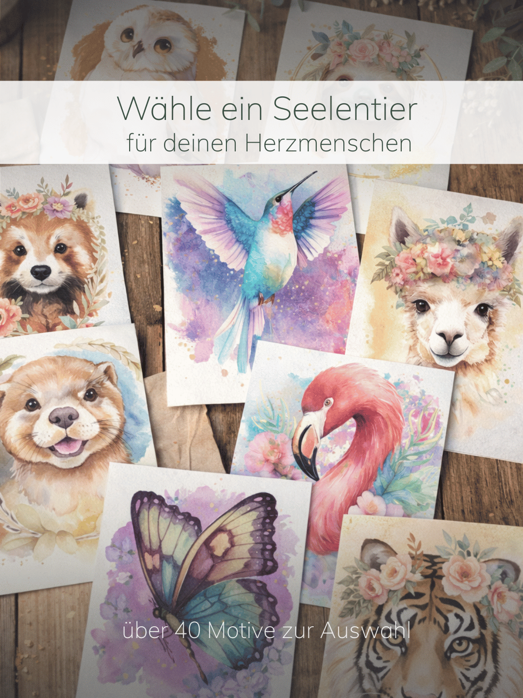 Motivauswahl Geschenkbox Seelentier mit Personalisierung. Achtsame Geschenke für Frauen bei Alles auf Anfang in Bedburg, NRW
