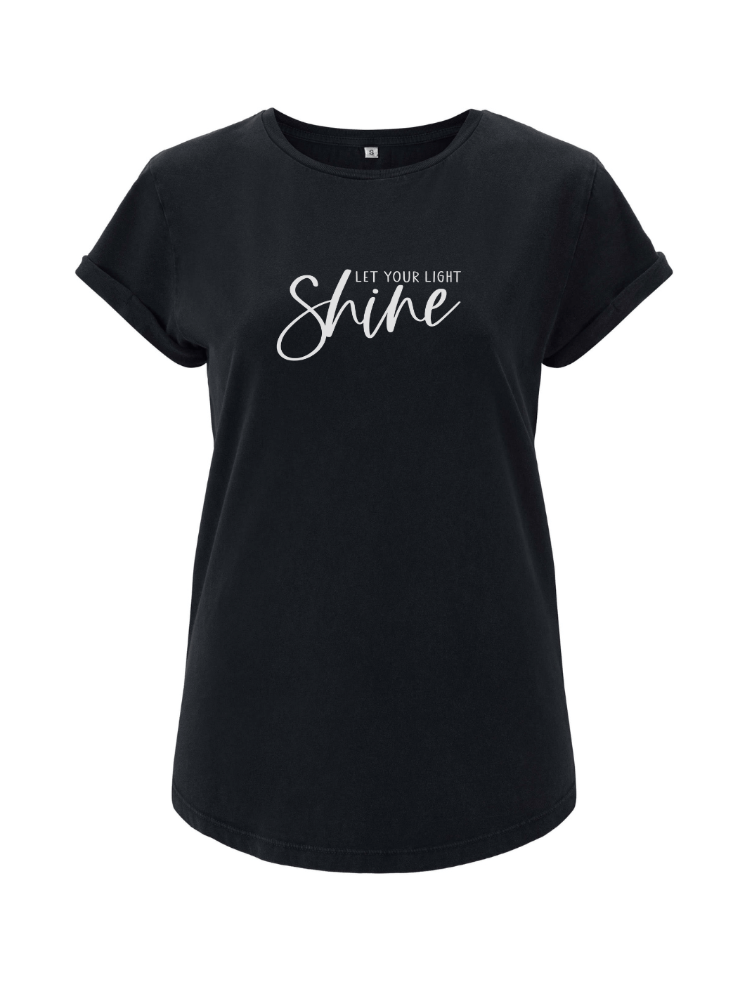 Shine Damen T-Shirt rolled arms schwarz