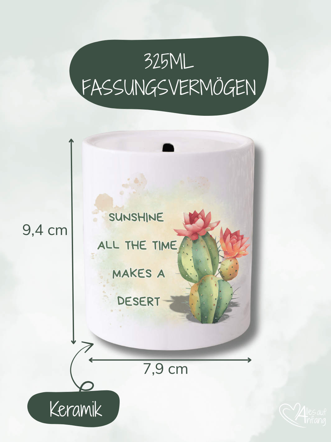 SUNSHINE ALL THE TIME MAKES A DESERT Spardose - Alles auf Anfang - personalisierte Geschenke für Frauen