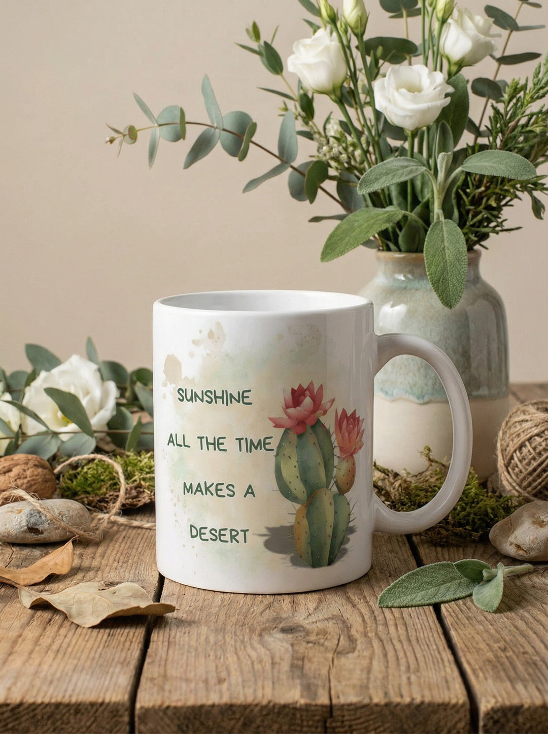 SUNSHINE ALL THE TIME MAKES A DESERT Tasse - Alles auf Anfang - personalisierte Geschenke für Frauen