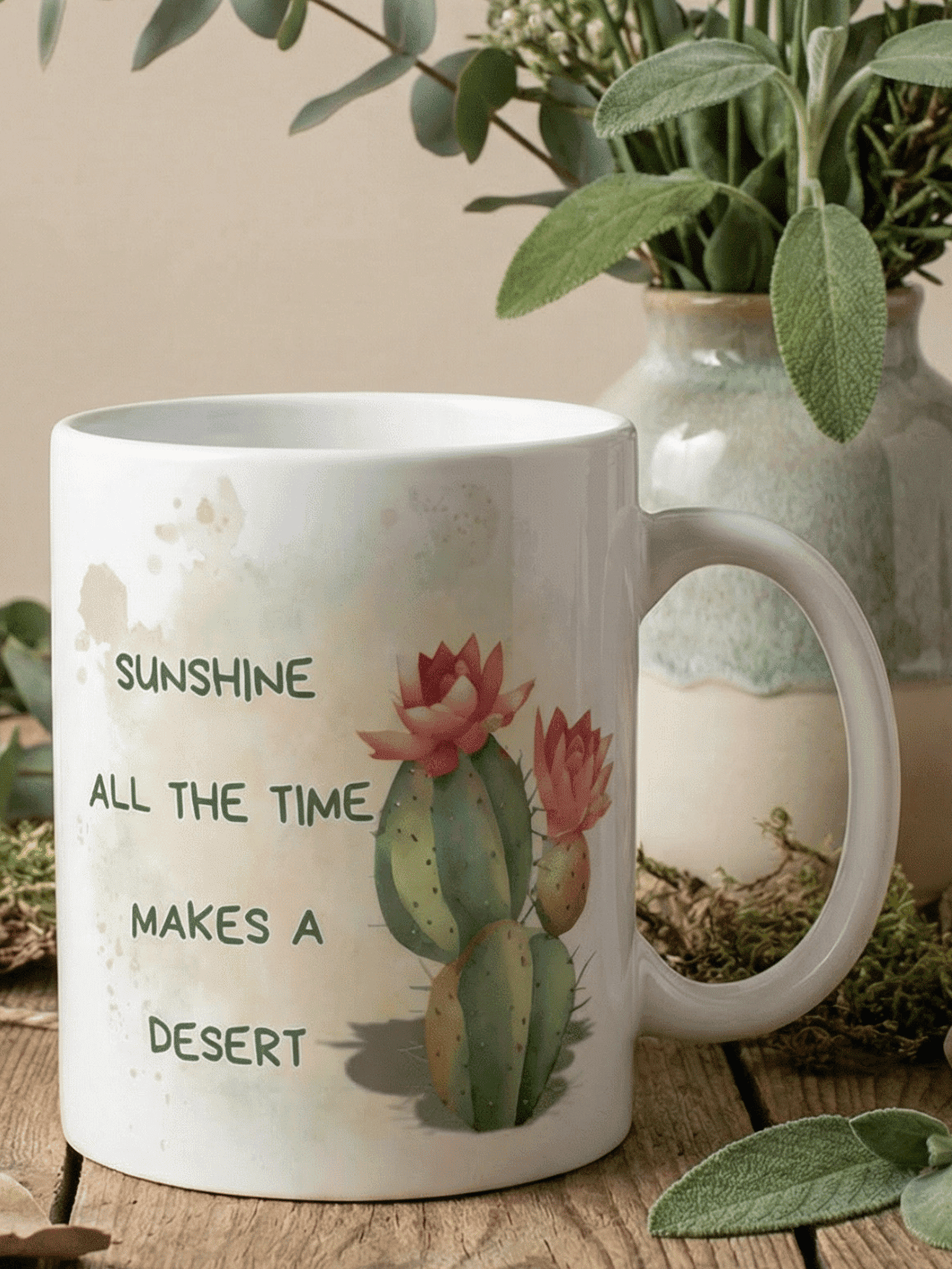 SUNSHINE ALL THE TIME MAKES A DESERT Tasse - Alles auf Anfang - personalisierte Geschenke für Frauen
