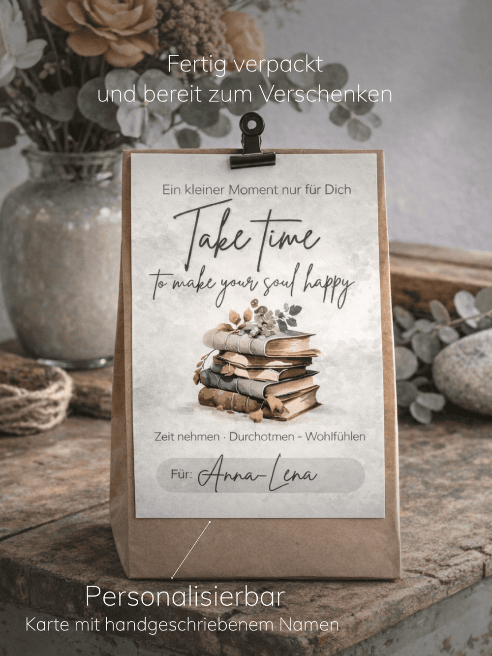 Verpackung kleines Geschenkset Take Time - achtsame Geschenke für Frauen bei Alles auf Anfang in Bedburg, NRW
