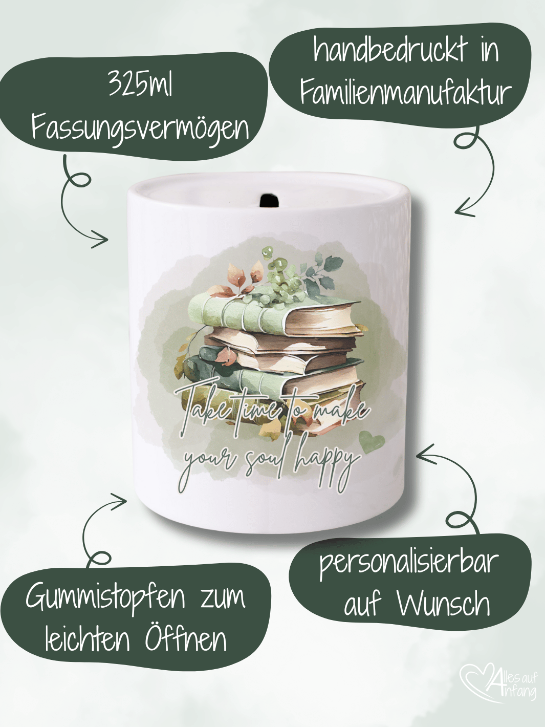 TAKE TIME TO MAKE YOUR SOUL HAPPY Spardose - Alles auf Anfang - personalisierte Geschenke für Frauen