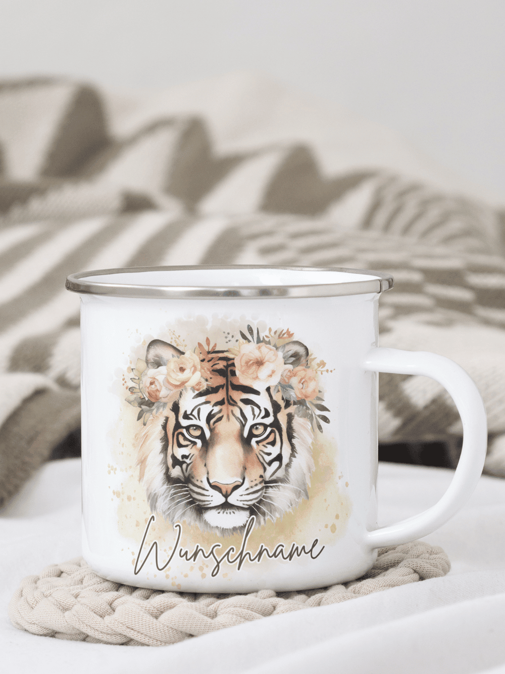 TIGER Emaillebecher - Alles auf Anfang - personalisierte Geschenke für Frauen