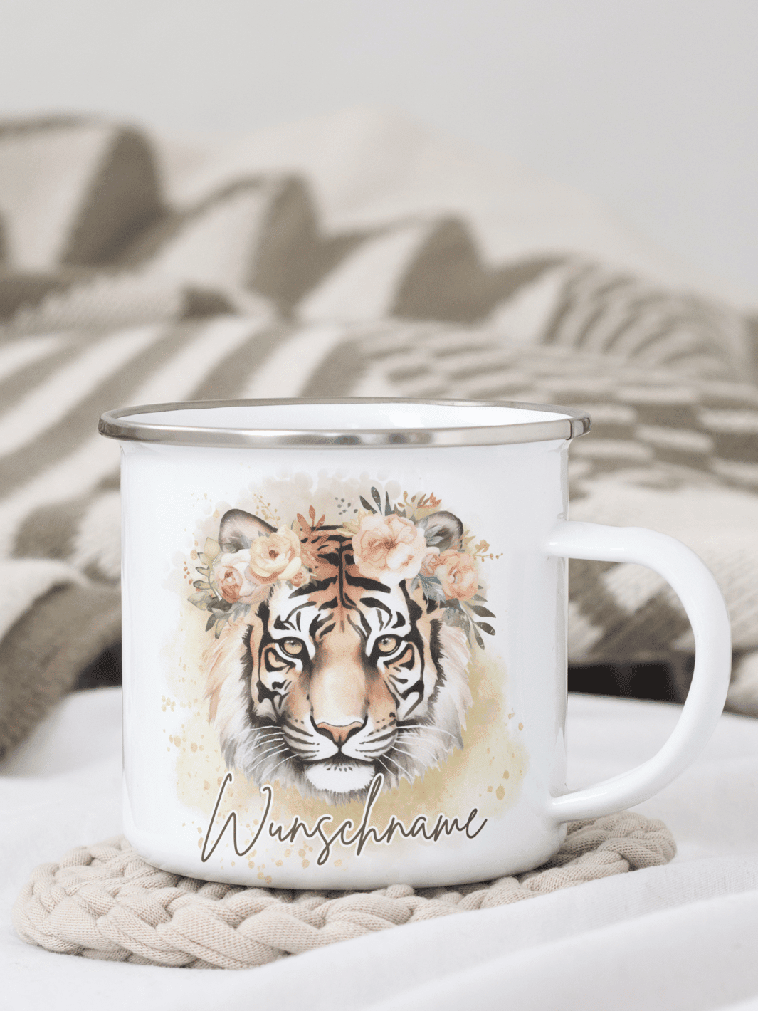 TIGER Emaillebecher - Alles auf Anfang - personalisierte Geschenke für Frauen