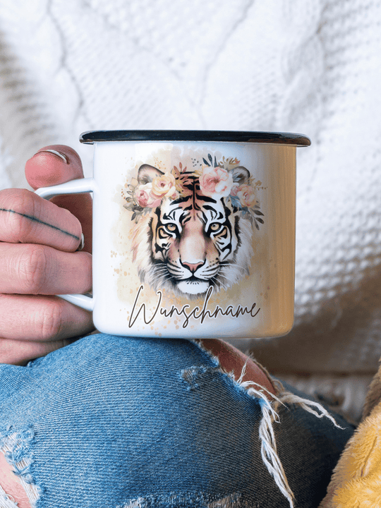 TIGER Emaillebecher - Alles auf Anfang - personalisierte Geschenke für Frauen