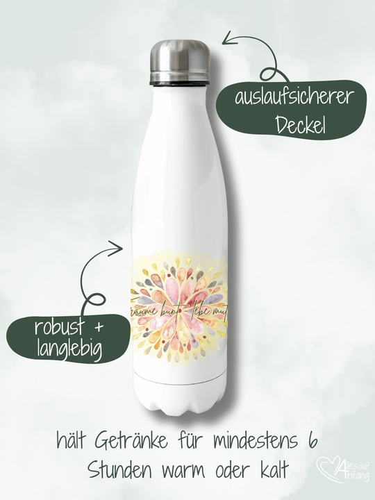 TRÄUME BUNT Trinkflasche - Alles auf Anfang - personalisierte Geschenke für Frauen