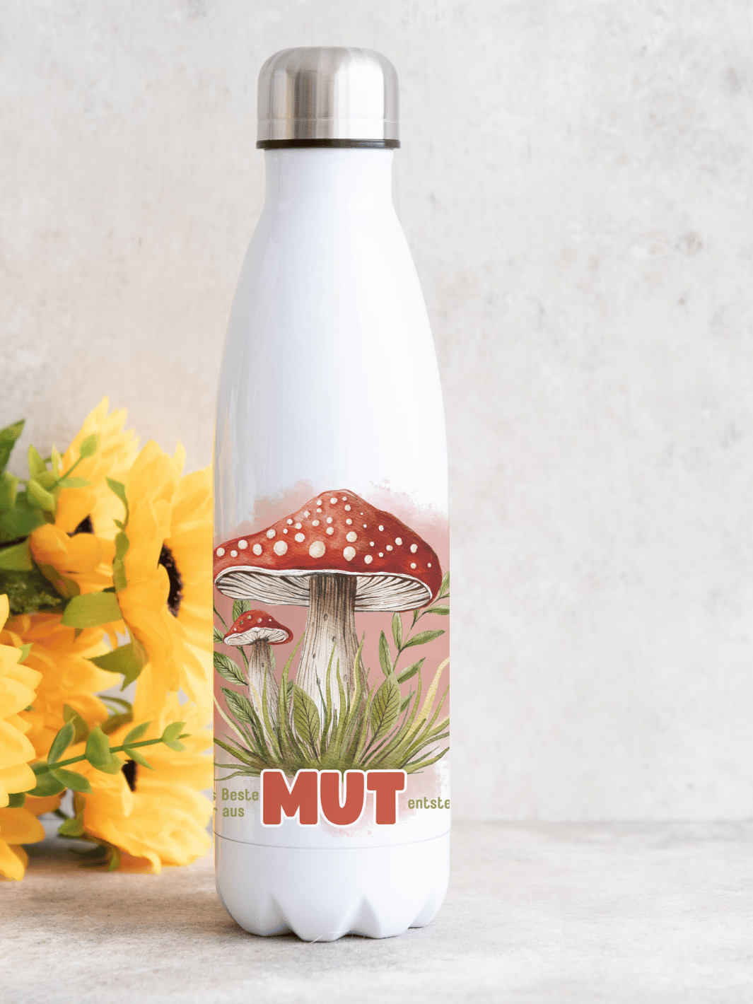 WEIL DAS BESTE IMMER AUS MUT ENTSTEHT Trinkflasche - Alles auf Anfang - personalisierte Geschenke für Frauen