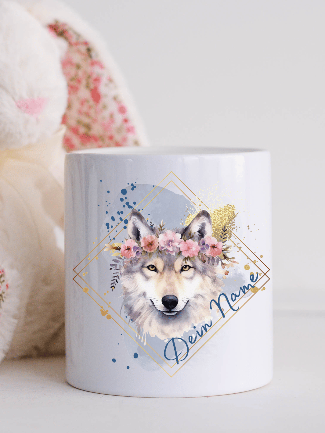 Keramikspardose Wolf personalisiert -achtsame Geschenke für Frauen bei Alles auf Anfang, Bedburg NRW