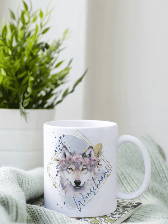 Wolf Tasse personalisiert. Achtsame Geschenke für Frauen und Mädchen bei Alles auf Anfang in Bedburg, NRW
