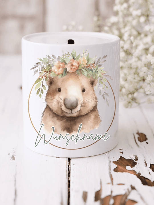 Keramikspardose Wombat personalisiert - achtsame Geschenke für Frauen bei Alles auf Anfang, Bedburg NRW