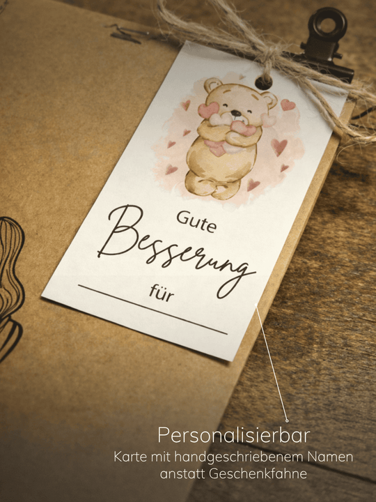 Label Gute Besserung personalisiert. Achtsame Geschenke für Frauen bei Alles auf Anfang in Bedburg, NRW
