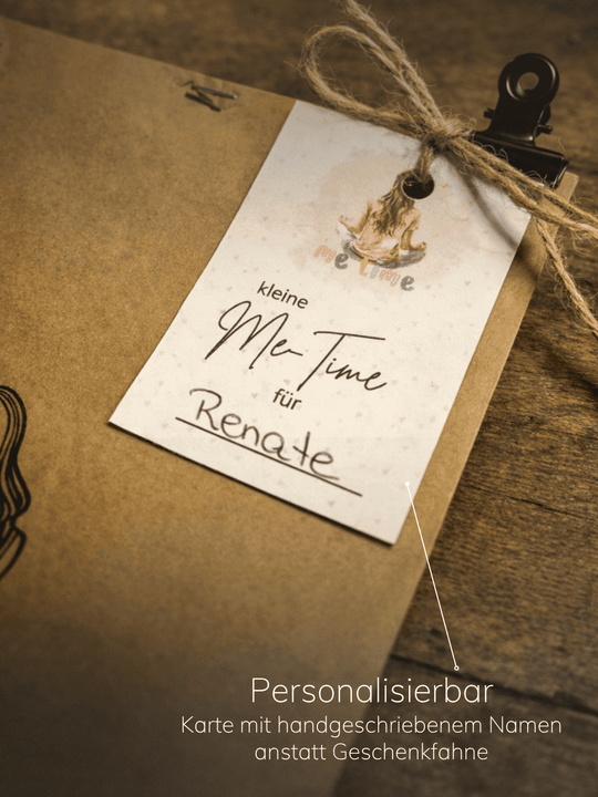 Wundertüte "Me-Time" personalisierbar - achtsame Geschenke für Frauen bei Alles auf Anfang in Bedburg NRW. Nachhaltig, handgemacht und personalisierbar