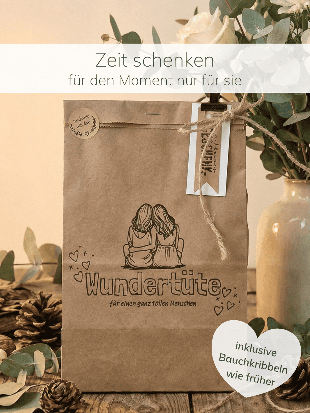 Me-Time Wundertüte - achtsame Geschenke für Frauen bei Alles auf Anfang in Bedburg NRW. Nachhaltig, handgemacht und personalisierbar