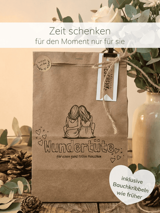 Me-Time Wundertüte - achtsame Geschenke für Frauen bei Alles auf Anfang in Bedburg NRW. Nachhaltig, handgemacht und personalisierbar