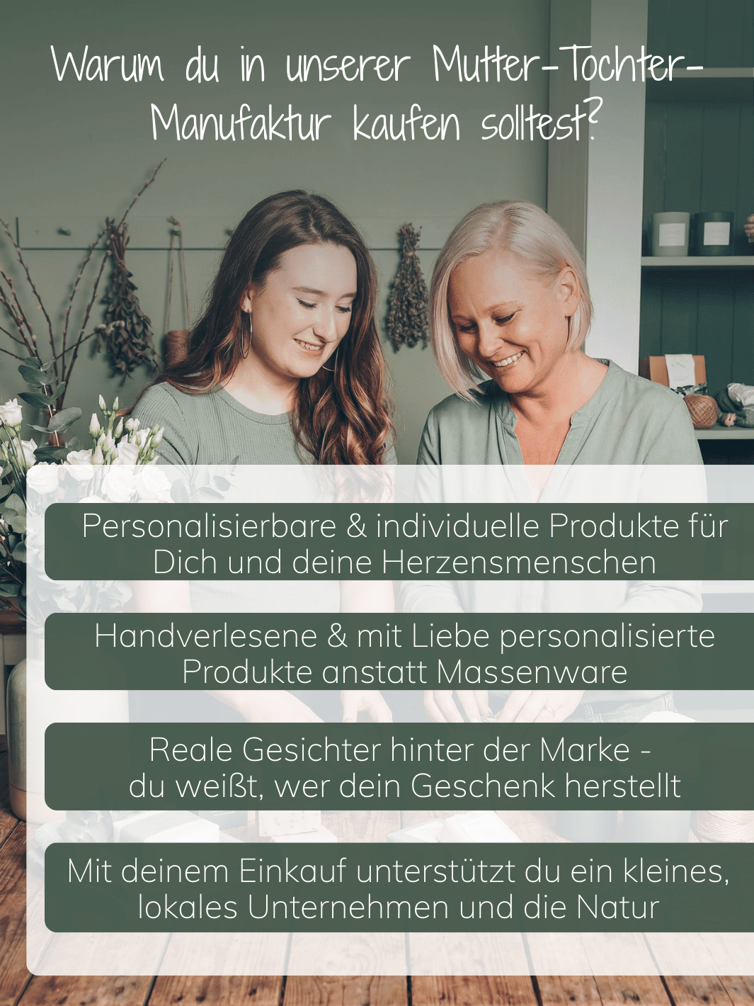 Warum du in unserer Manufaktur kaufen solltest. Achtsame Geschenke für Frauen bei Alles auf Anfang in Bedburg, NRW