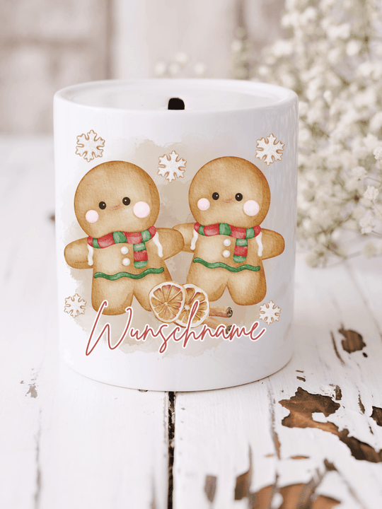 Keramikspardose X-MAS Lebkuchenmann personalisierbar - achtsame Geschenke für Frauen bei Alles auf Anfang in Bedburg, NRW