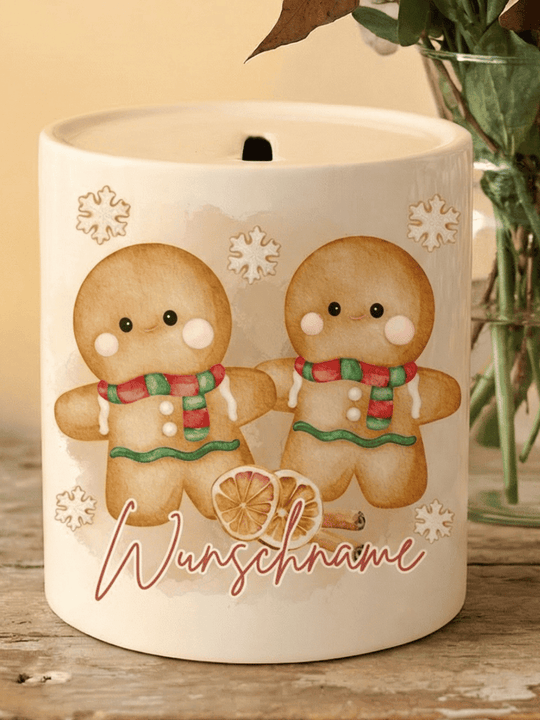 Keramikspardose X-MAS Lebkuchenmann personalisierbar - achtsame Geschenke für Frauen bei Alles auf Anfang in Bedburg, NRW